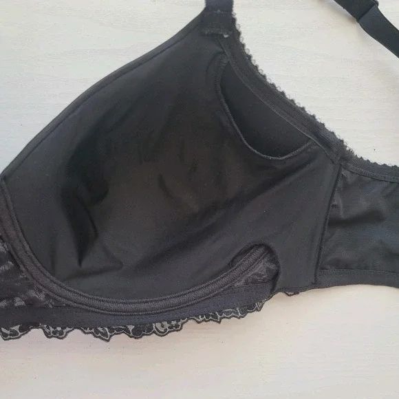 Amoena 38D Arielle SB 44557 Mastectomy Pocker Bra Black White Soft No Underwire - Picture 13 of 14